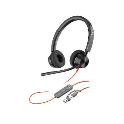 95. Poly Blackwire 3320 Stereo-Headset mit MS Teams-Zertifizierung, USB-C + USB-C/A-Adapter, 8 x 220 AA