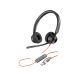 95. Poly Blackwire 3320 Stereo-Headset mit MS Teams-Zertifizierung, USB-C + USB-C/A-Adapter, 8 x 220 AA