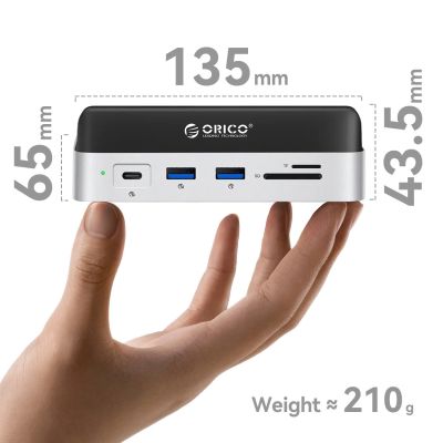 6. Orico MiniDock 10-in-1 Dockingstation mit SSD-Festplatteneinschub – Silber