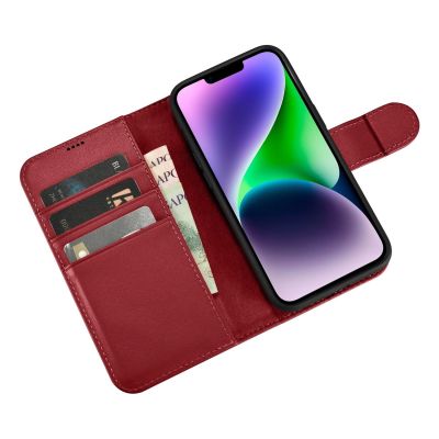 9. iCarer Wallet Case 2in1 Cover iPhone 14 Plus Anti-RFID Leder Flip Cover Rot (WMI14220727-RD)