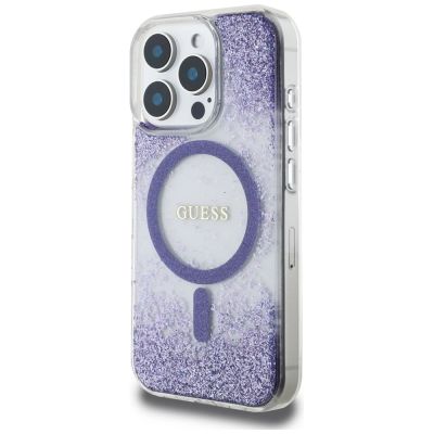 2. Guess HC Resin Bottom Glitter MagSafe Case für iPhone 16 Pro Max - Lila