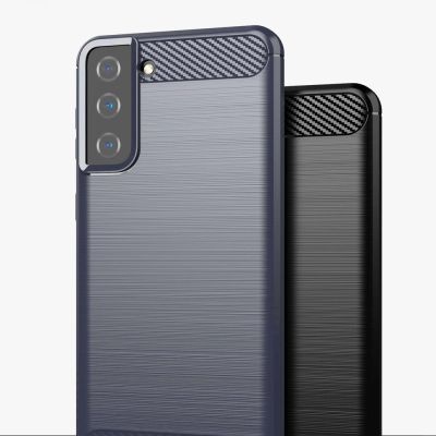 4. Carbon Case Flexibel Handyhülle TPU Schutzhülle für Samsung Galaxy S21+ 5G (S21 Plus 5G) blau