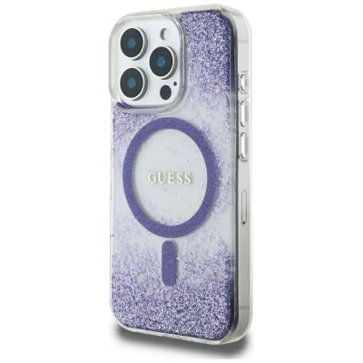 2. Guess HC Resin Bottom Glitter MagSafe iPhone 16 Pro Hülle - Lila