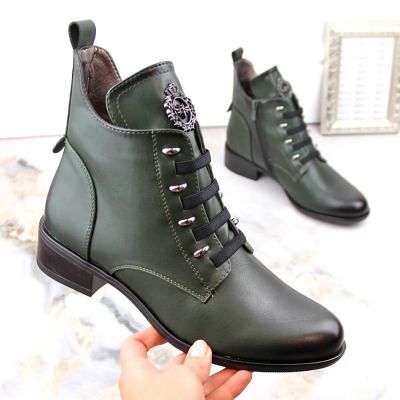 6. Jezzi W JEZ412B isolierte flache Stiefeletten, grün