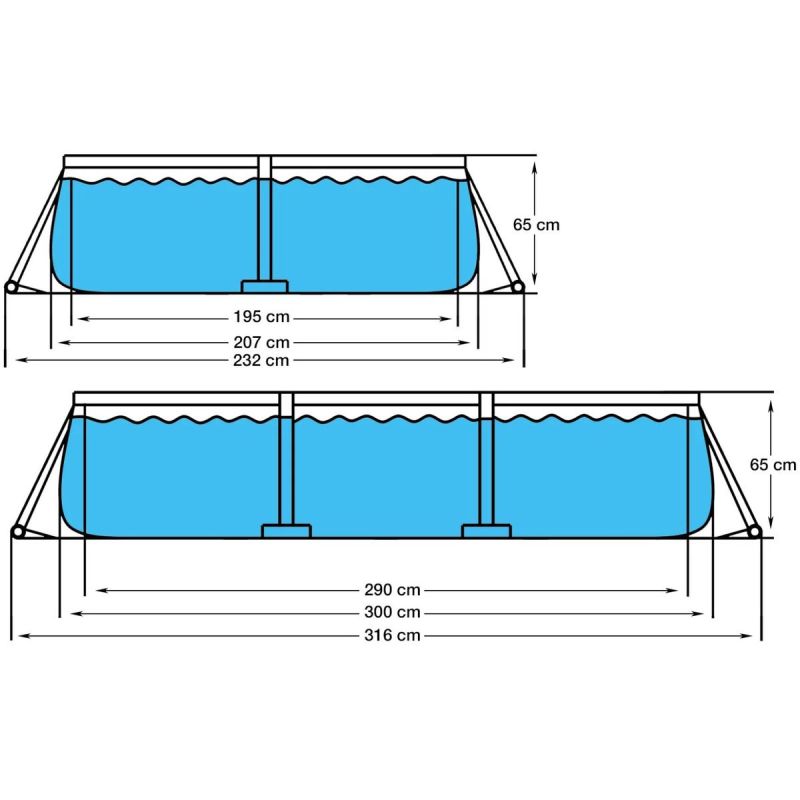 14. Rechteckiger Rahmenpool mit leistungsstarker Filterpumpe 300 x 207 x 66 cm 17771EU