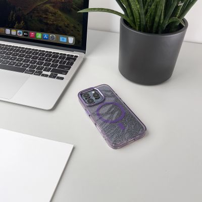 6. Glitter Case MagSafe für iPhone 16 – Lila mit Glitzer