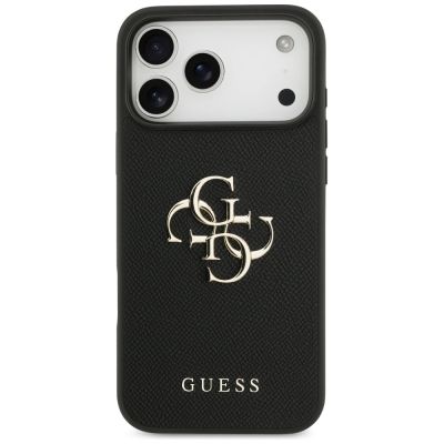 3. Guess Grained Big 4G & Classic Logo Hülle für iPhone 17 Pro Max - Schwarz