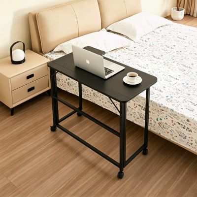 4. MACLEAN Klappschreibtisch mit Rollen, schwarz, mobil, 100 x 65 cm, max. 50 kg, abgewinkelt, L-förmig, MC