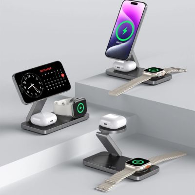 8. Tech-Protect QI15W-A47 MagSafe 3in1 Induktives Ladegerät + USB-C Kabel - Schwarz