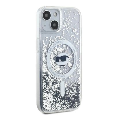 4. Karl Lagerfeld Liquid Glitter Choupette Head MagSafe-Hülle für iPhone 14 / 15 / 13 – transparent