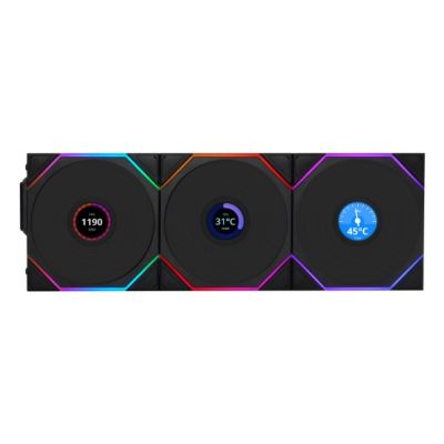 2. Lian Li UNI FAN TL Kabelloser LCD-Lüfter ARGB PWM Reverse Blade 120mm schwarz