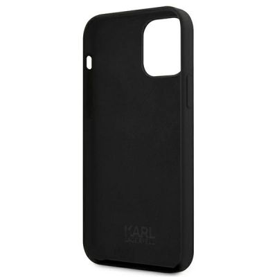 8. Karl Lagerfeld Silikonhülle mit Karls Kopf für iPhone 12 mini – Schwarz