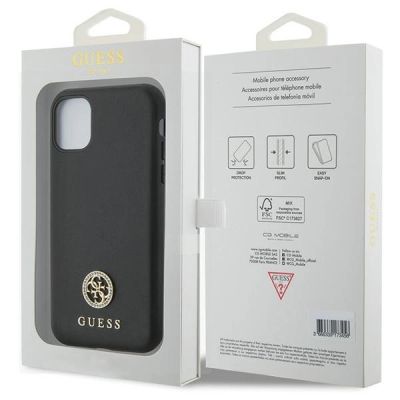 8. Guess Strass Metall Logo iPhone 11 / Xr 6.1" Hülle - Schwarz