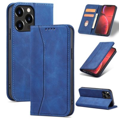 12. Magnet Fancy Case Hülle für iPhone 14 Plus Flip Cover Wallet Stand blau