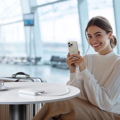 16. Baseus EnerFill FP11 10000mAh 15W Powerbank mit weißem USB-C-Kabel 20V/3A 30cm - Weiß