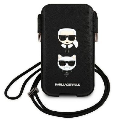 2. Karl Lagerfeld Saffiano Ikonik Karl&Choupette Head 6.7'' Tasche - Schwarz