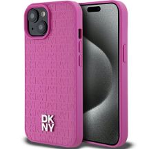 DKNY MagSafe-Hülle mit Ledermuster und Metalllogo für iPhone 15/14/13, Rosa