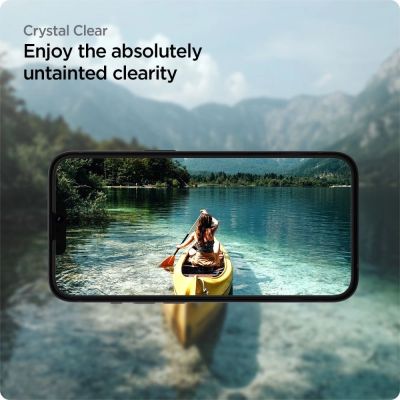 8. Spigen ALM Glass FC gehärtetes Glas für iPhone 13/13 Pro/14 – Schwarz