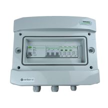 Hermetische IP65 EMITER-Wechselstromanschlussverteileranlage mit Überspannungsableiter Noark Typ 1+2, 50 A 3-F, FI-Schutzschalter Typ A 63 A/300 mA