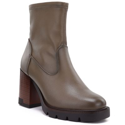 Damen-Ankle-Boots in Khaki mit Blockabsatz, Modell Potocki 12419