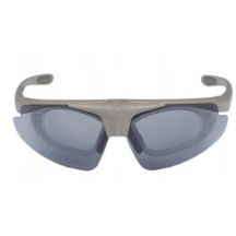 Wosport Schießbrille in Hellbraun – 3 Wechselgläser, Trageriemen