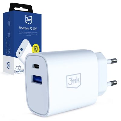 3mk FlowPower 25W 1A1C PD QC4+ Wandladegerät – Weiß