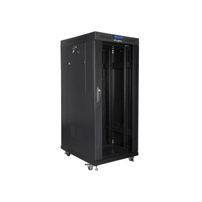 3. LANBERG LCD-Standschrank 19" 27U 800x1200 Schwarze Glastür (Flachverpackung)