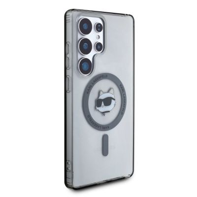 4. Karl Lagerfeld Button Choupette Head Gedrucktes Logo MagSafe Samsung Galaxy S25 Ultra Hülle schwarz