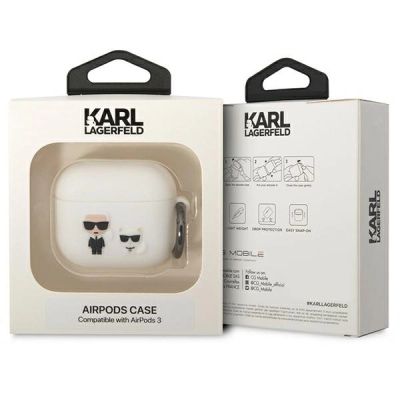 3. Karl Lagerfeld KLACA3SILKCW AirPods 3 Hülle weiß/weiß Silikon Karl & Choupette