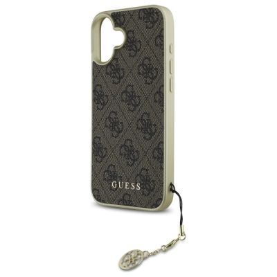 6. Guess 4G Charms Collection Hülle für iPhone 16 – braun