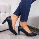 6. Sergio Leone Pumps in Marineblau mit Blockabsatz