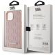 8. Karl Lagerfeld Leder-Monogramm-Metalllogo MagSafe iPhone 15 Hülle - Rosa