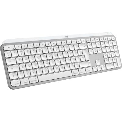 4. Logitech Master MX Keys S für Mac Tastatur Office RF Wireless + Bluetooth QWERTY American International Aluminium, Weiß