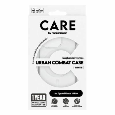 4. CARE by PanzerGlass Urban Combat Case MagSafe Hülle für iPhone 15 Pro – weiß