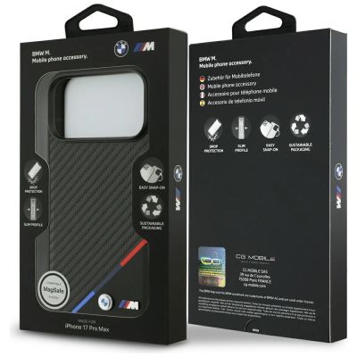 8. BMW M Carbon Tricolor Line MagSafe Case für iPhone 17 Pro Max - Schwarz