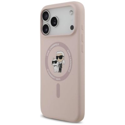 2. Karl Lagerfeld Silicone Karl&Choupette Ring MagSafe Hülle für iPhone 18 Pro Max / 17 Pro Max – Rosa