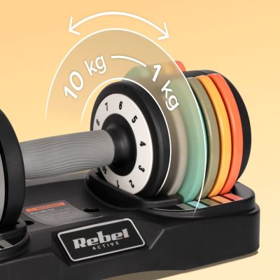 6. REBEL ACTIVE AUTOMATISCH VERSTELLBARE HANTELN AUS GUSSEISEN, SET 2X10 KG, 1 KG SCHLÄGE RBA2335