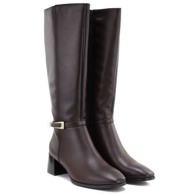 4. Braune Damen-Lederstiefel mit hohem Absatz, Sergio Leone KZ-31-S