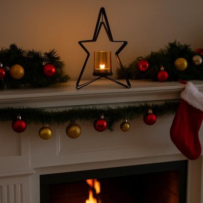 36. Metallkerzenständer 31,5 cm Stern Glimmer