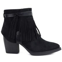 Damen-Cowboystiefel mit Fransen, gefüttert, schwarz, M.Daszyński