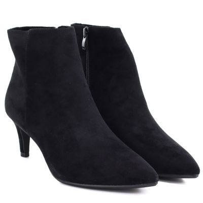 4. Gefütterte Damen-Ankle-Boots mit niedrigem Absatz, Wildleder, schwarz, Sergio Leone BT-65