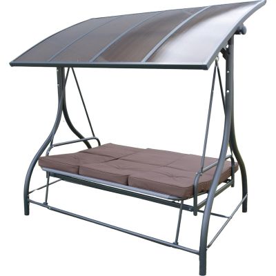 12. 3-Sitzer Gartenschaukel 194x120x173cm ZOSIA mit Polycarbonat-Dach