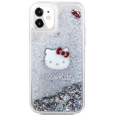 3. Hello Kitty Liquid Glitter Charms Kitty Head Hülle für iPhone 11 / Xr – Silber