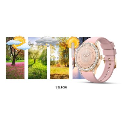 18. VELTORI VT360-1 Damen-Smartwatch, pinkes Silikonarmband