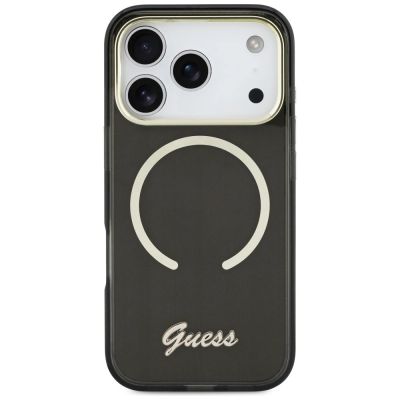3. Guess IML Script Metal MagSafe Hülle für iPhone 17 Pro - Schwarz