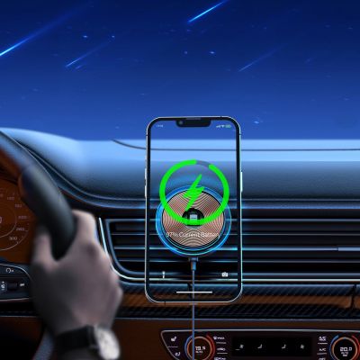 11. Joyroom Autotelefonhalter mit 15W Qi-Induktionsladegerät (MagSafe-kompatibel) für Lüftungsschlitze, Silber (JR-ZS291)