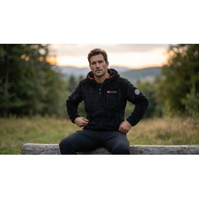 3. Herren-Fleecepullover Geographical Norway UPLOAD HOOD BLACK DB MEN 224 (WY3383H/GN-BLACK)