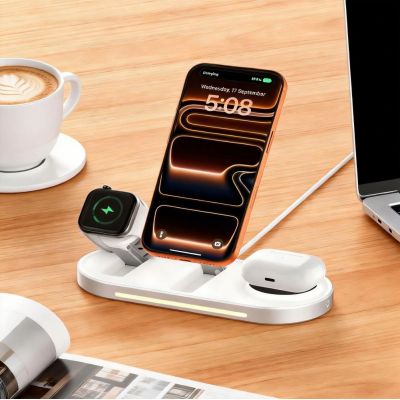 8. Tech-Protect A51 MagSafe 3-in-1 25W QI2.2 Kabelloses Ladegerät – Weiß
