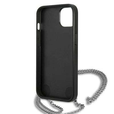 7. Karl Lagerfeld KLHCP13SPMK iPhone 13 mini 5,4 "Hardcase schwarz / schwarzes Leder mit Struktur und Kette