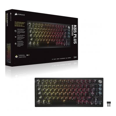 3. Corsair K65 Plus TKL Kabellose Gaming-Tastatur, TKL (75%), Corsair MLX Fusion -, ISO (DE)
